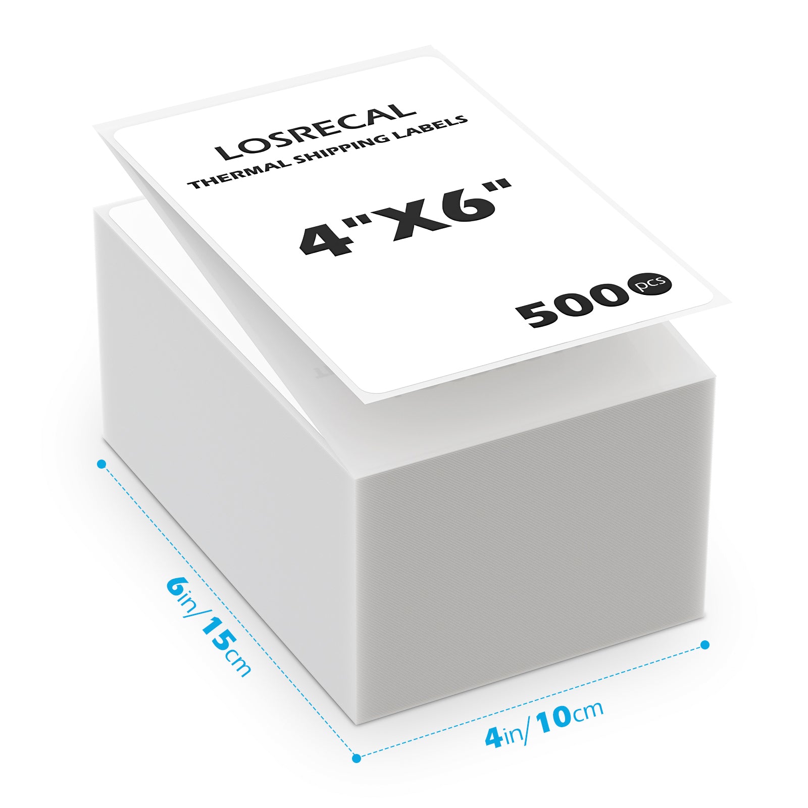 LOSRECAL 4x6 Shipping Label, 500 Fan-Fold Thermal Direct Labels